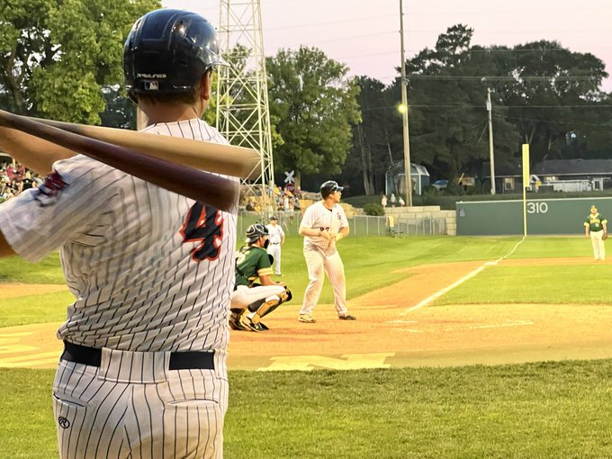 Brody Curtiss at bat, Derek Dahlke on deck